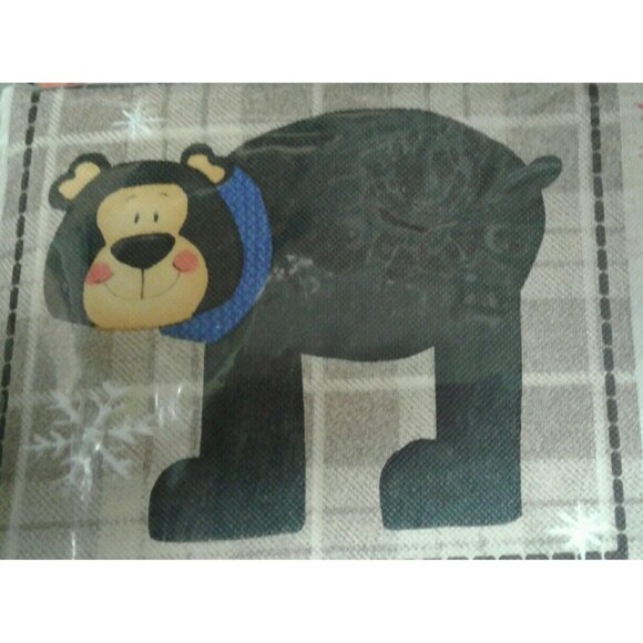 Holiday Time Vinyl Tablecloth Round 70" Christmas Print Bears Cardinals Fox NEW - Picture 4 of 7